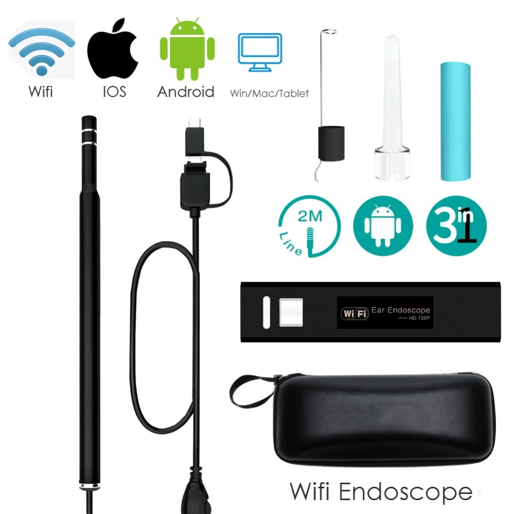 0 3/МП USB HD Wifi визуальный ушной эндоскоп ложка камера бороскоп Android ПК IOS планшет Iphone