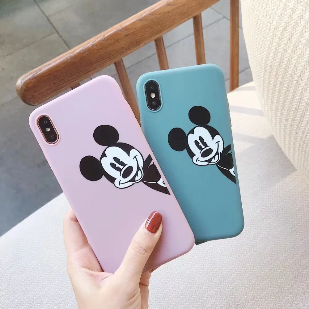 Cartoon Cute Disneys Mickey Minnie Matte TPU Soft couple cover case for