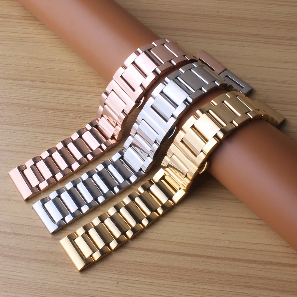 Красочные Ремешки для наручных часов браслет серебро золото черный розовое золото часы ремешок 18 мм 20 мм 21 мм 22 мм 24 мм Высокое качество 304l