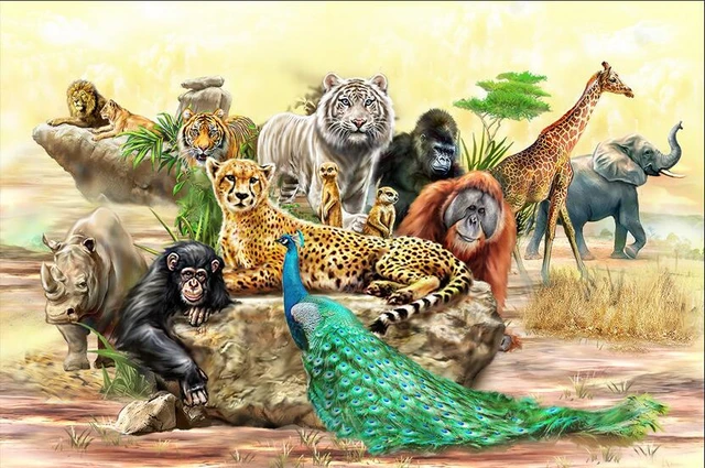 Custom photo 3d wallpaper Non-woven mural The zoo animals decoration  painting 3d wall murals wallpaper for living room - AliExpress