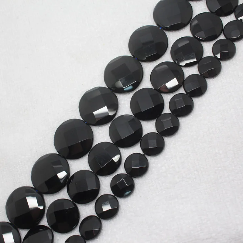 

Mini. order is $7! 14,20,25mm Faceted Natural Onyx Black Agates Oblate Oval Wafer Spacer Loose Beads 15"