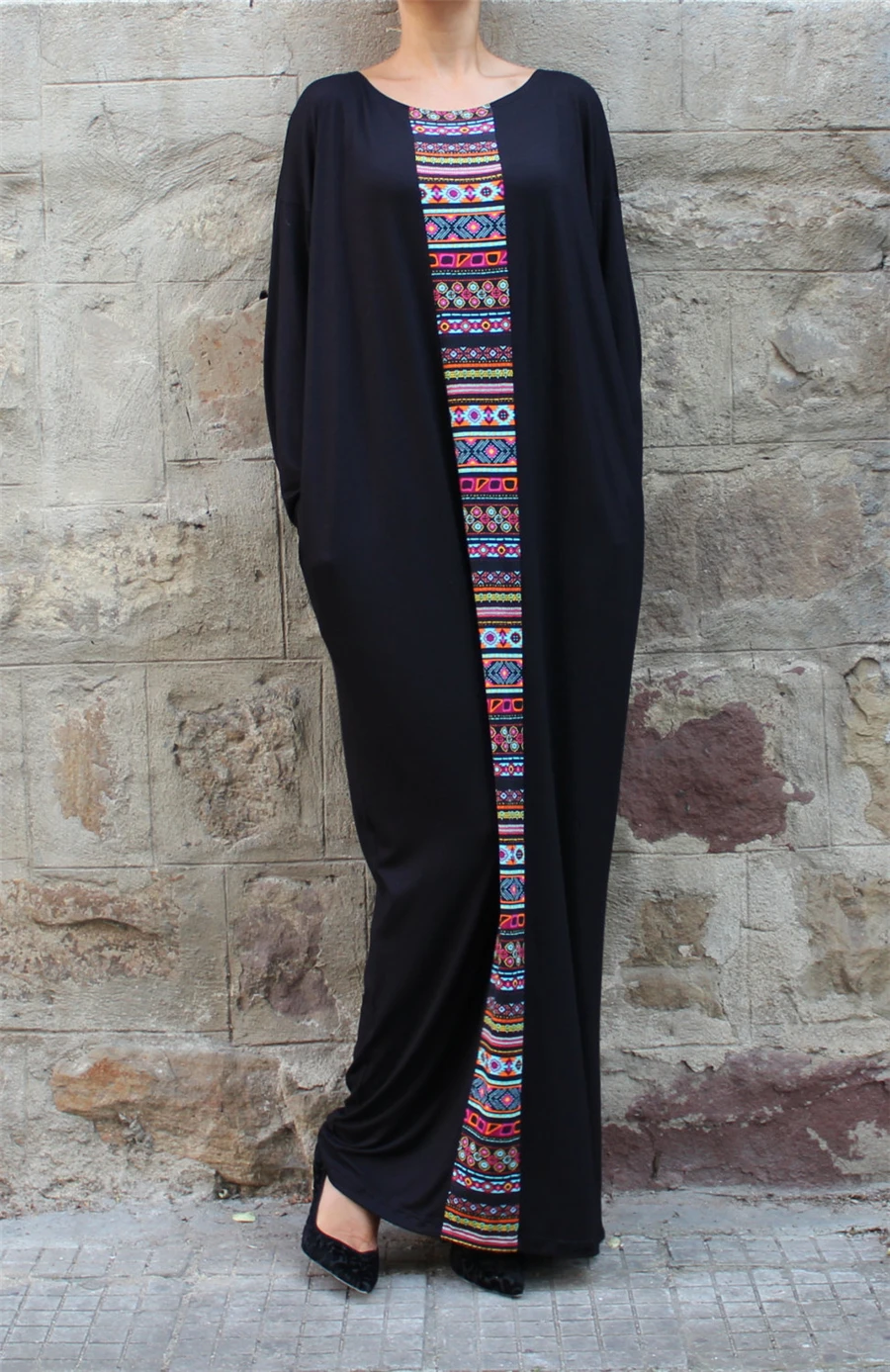 BAIBAZIN Afica женское платье осень-зима платье макси Европа и США Новое модное Летучая мышь с длинным рукавом свободное платье