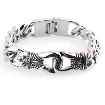 

New Men Bracelet Silver Color Stainless Steel Bracelet & Bangle Male Accessory Hip Hop Party Rock Jewelry Free Shipping