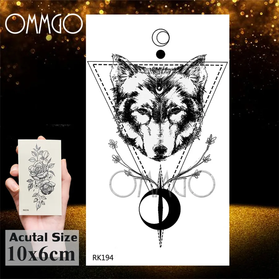 ORK194 OMMGO 3D Ромбы, треугольники, череп, монашка, временная татуировка, наклейка для мужчин и женщин на руку, нога, бумага для тату, водонепроницаемый, боди-арт, черные татуировки - Цвет: ORK194