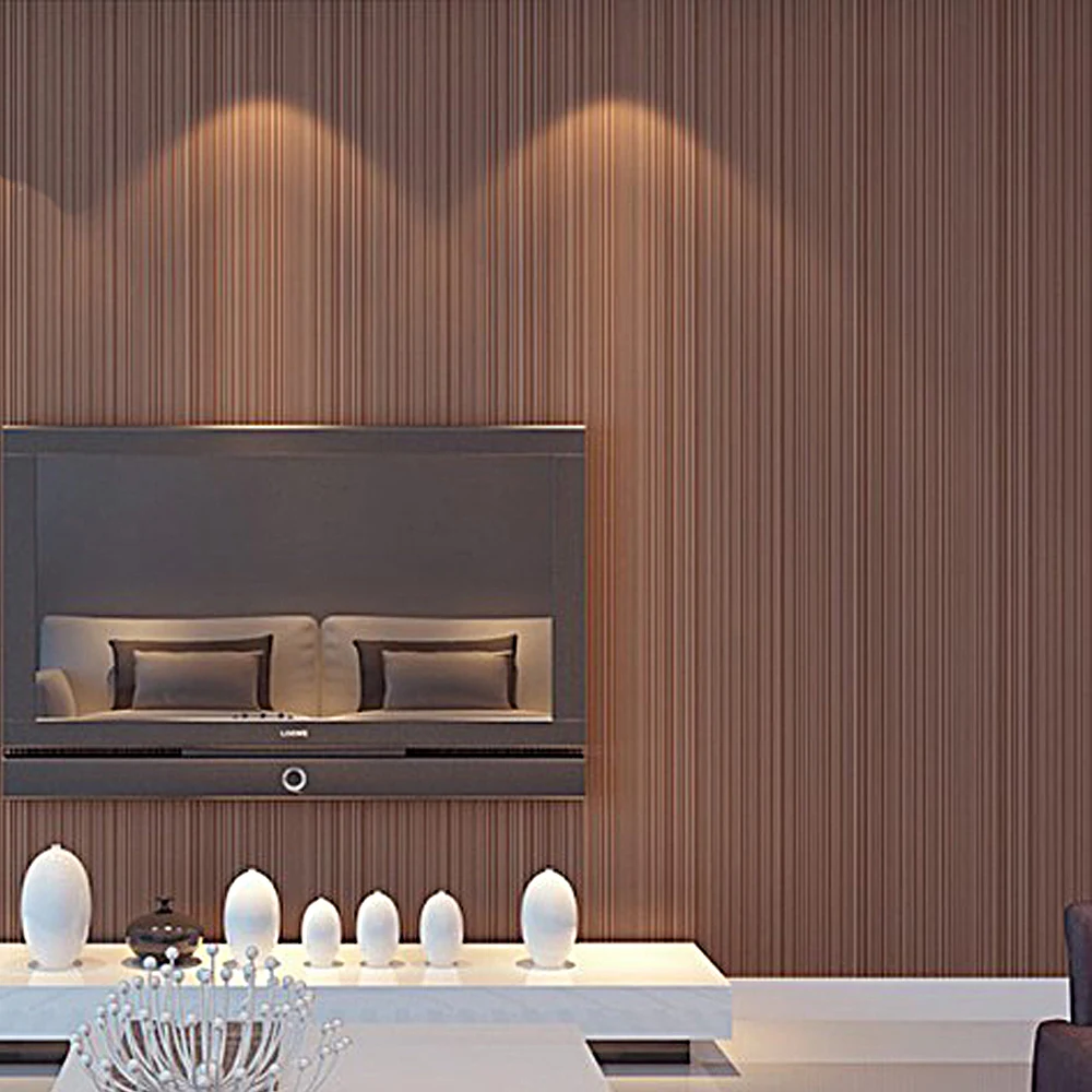 Beige Brown Pink White Striped Plain Textured Wallpaper For