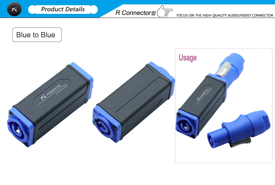 3 Pin PowerCon AC Adapter Extender Connector 20A250V Stage Light Power Socket Speakon Panel Mount 20A250V (1)