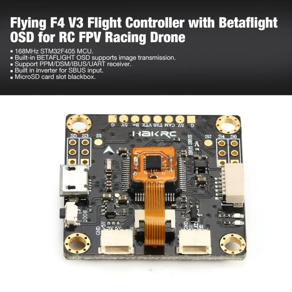 

Flying F4 V3 Flight Controller FC with Betaflight OSD PPM/DSM/IBUS/UART SD Slot for RC FPV Racing Drone Quadcopter UAV ht
