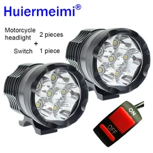Huiermeimi 2PCS Motorcycle Headlight 12V 60W U2 LED Motorbike Driving Headlamp DRL Spotlight Moto Spot Head