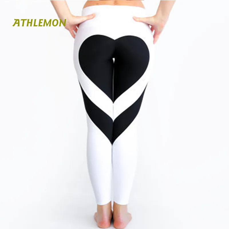 Heart Shape Leggings Women New Red Black Color Patchwork Print Leggins