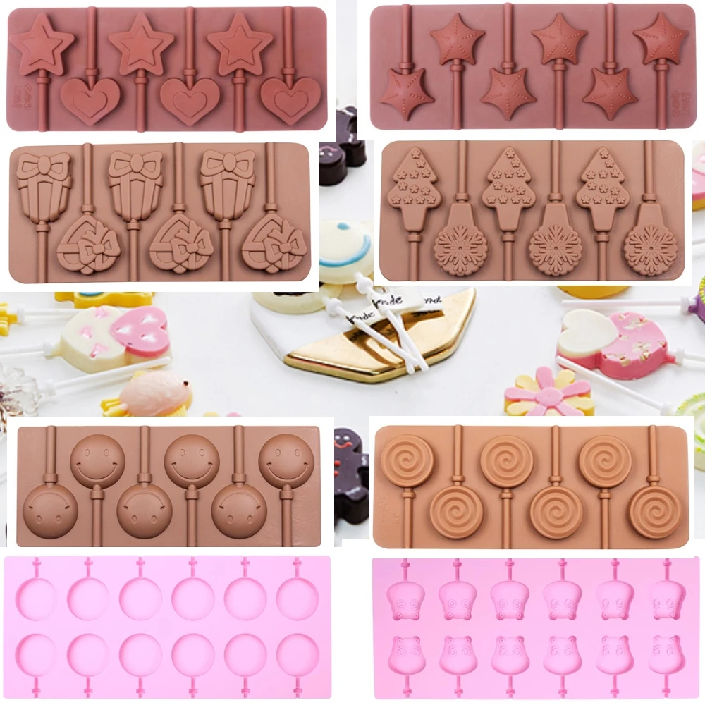

COOKNBAKE DIY silicone mold for lolipop and chocolate silicone candy mold for Child Cartoon Design With Plastic Rod
