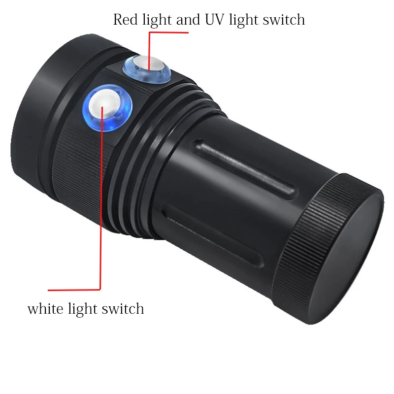 Lanterna de Mergulho l2 + 4 Poderosa r 4 Luz uv Led Tocha Subaquática Fotografia Vídeo Mergulho Lanterna Lâmpada Linterna 30000lm 10 * Xml 17 Luzes e Iluminação