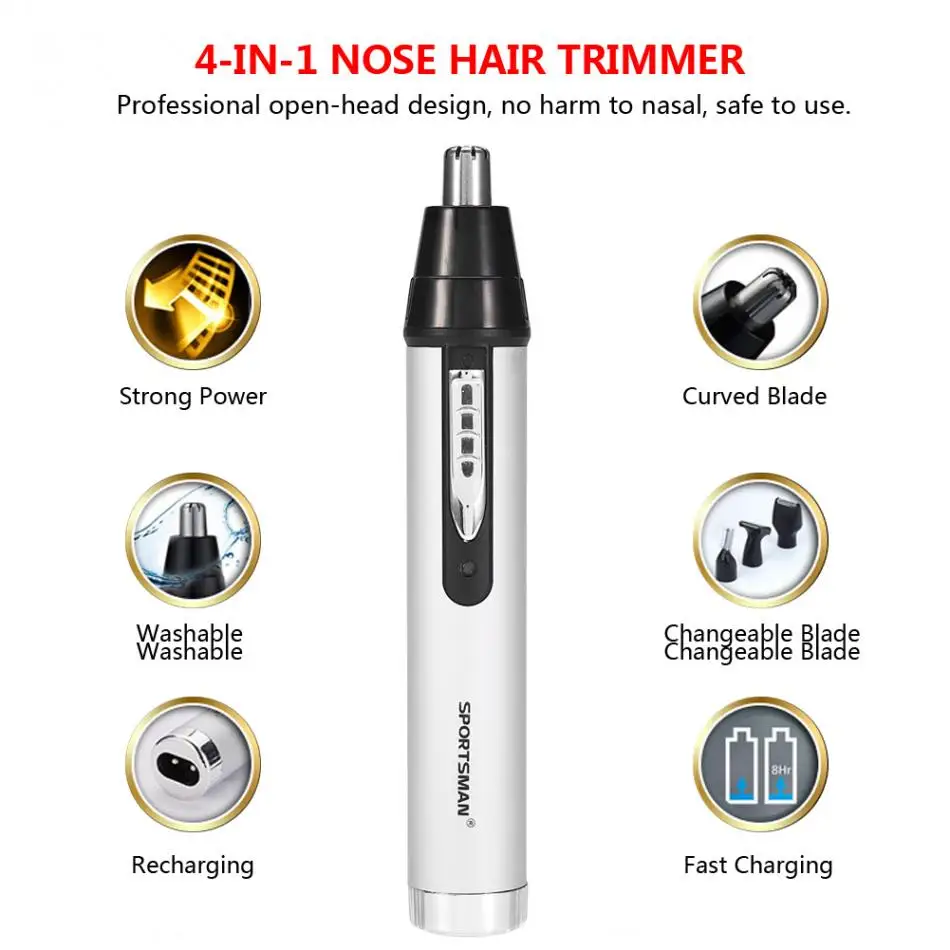 4 in 1 Nose Hair Trimmer Men Electric Shaver Nose Ear Beard Hair