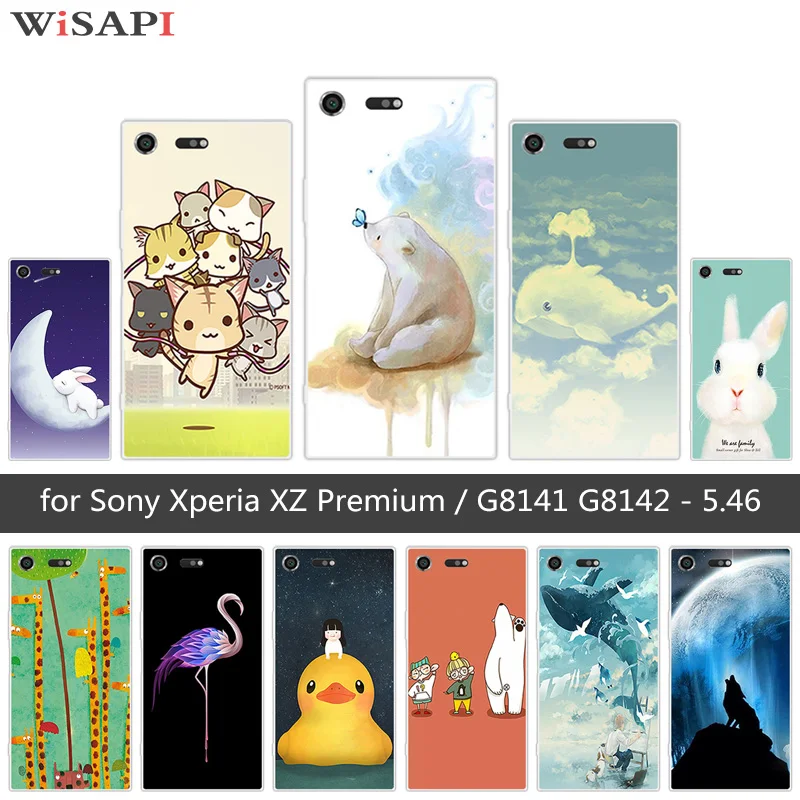 For Sony Xperia XZ Premium TPU Silicone Cute Animal Phone Case Transparent 5.46 inch Covers Coque |