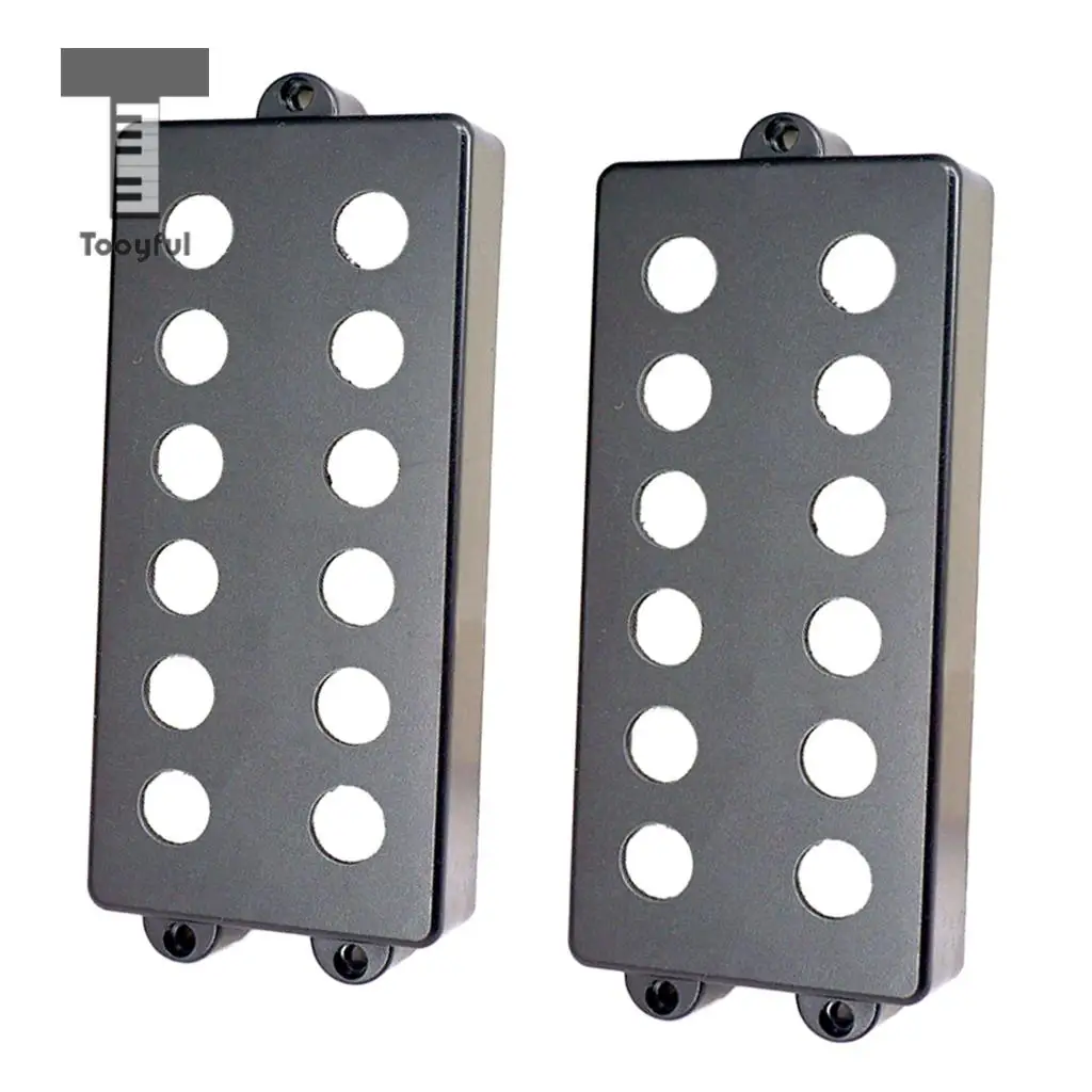 Tooyful 2Pcs Black Plastic Pickup Cover Humbucking Open Double Coil for 4-6 String Electric Bass