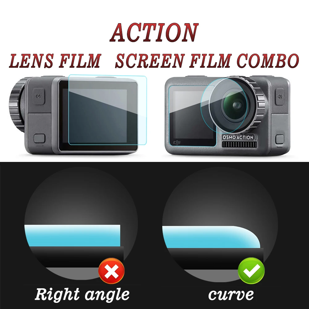 

1Set Tempered Clear Pet Film Dual Screen For DJI OSMO + Lens Protector For DJI OSMO Action Camera Accessories