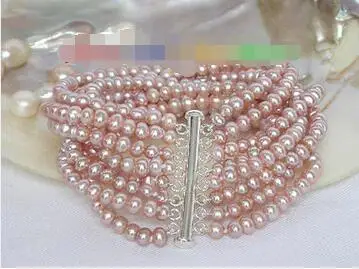 

Free Shipping >> new hot 8" 8row round purple Freshwater pearl bracelet bangle