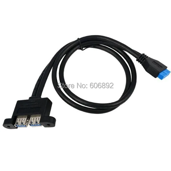 

PC Mainboard 20 pin to Dual USB 3.0 Ports Express Cable Motherboard 20Pin to 2 USB3.0 Panel Bracket Extension Cord 50cm