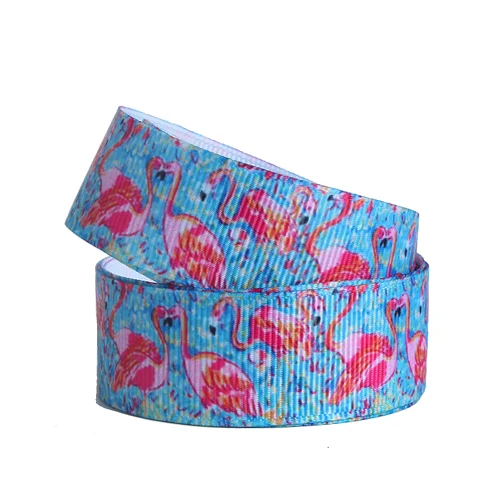 

75mm Grosgrain Ribbons with flamingo design printed ribbon
