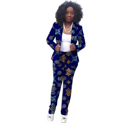 Moda Africana de Impresión Traje de Pantalón de Mujer Elegante Trajes Africanos Dashiki Patrones Ankara Blazer con Pantalón para Damas Moda Africana de Impresión Traje de Pantalón de Mujer Elegante Trajes Africanos Dashiki Patrones Ankara Blazer con Pantalón para Damas