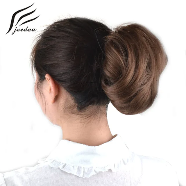 Best Price jeedou Synthetic Hair Chignon 60g Curly Hair Bun Pad Rubber Band Chignon Chic and Trendy Hottest Hair Trends Hairpieces