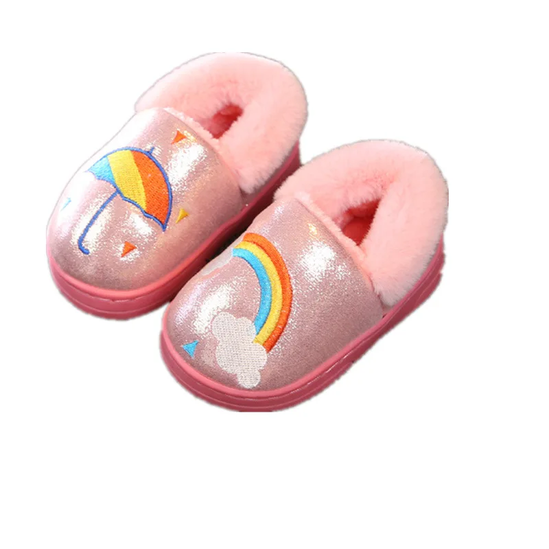 JUFOYU 2017 New Toddler Baby Home Slippers Girls Cute Cartoon Rainbow