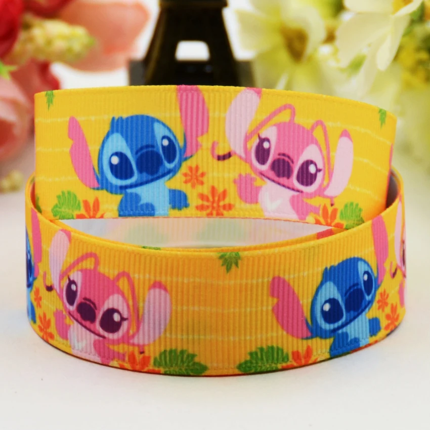 7 8 22mm Lilo Stitch Cartoon Printed Grosgrain Ribbon Party