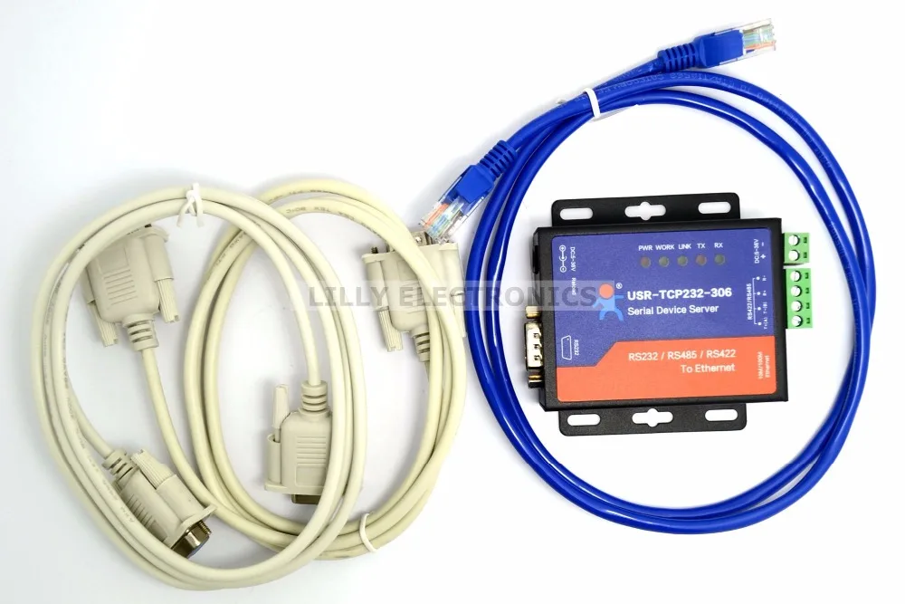 

USR-TCP232-306 Serial RS232/485/422 to Ethernet Converter Support DNS DHCP Buit-in Webpage for Industrial data transmission