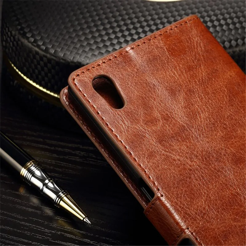 Luxury Soft Flip Leather back Cover Wallet Slim Phone Case For Sony Xperia Z3 Z4 Z5 Mini Compact E3 E4 M4 Aqua XA XP XZ X