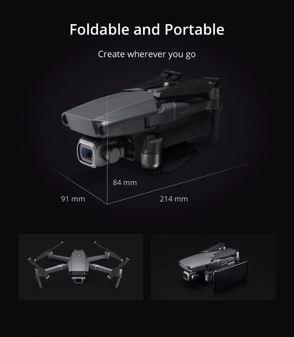 DJI Mavic 2 Zoom Drone 1/2. " CMOS сенсор 4x без потерь зум FHD видео 48MP Супер Разрешение фото 2x оптический зум Долли зум