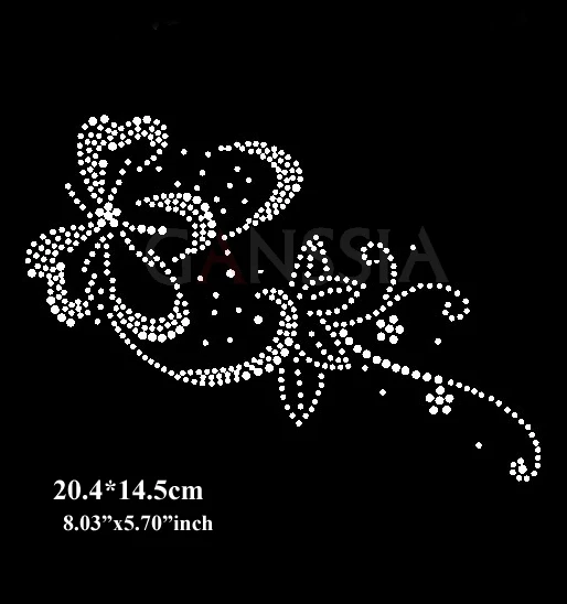 6pcs/lot Shiny rose hotfix rhinestones Heat transfer design iron on