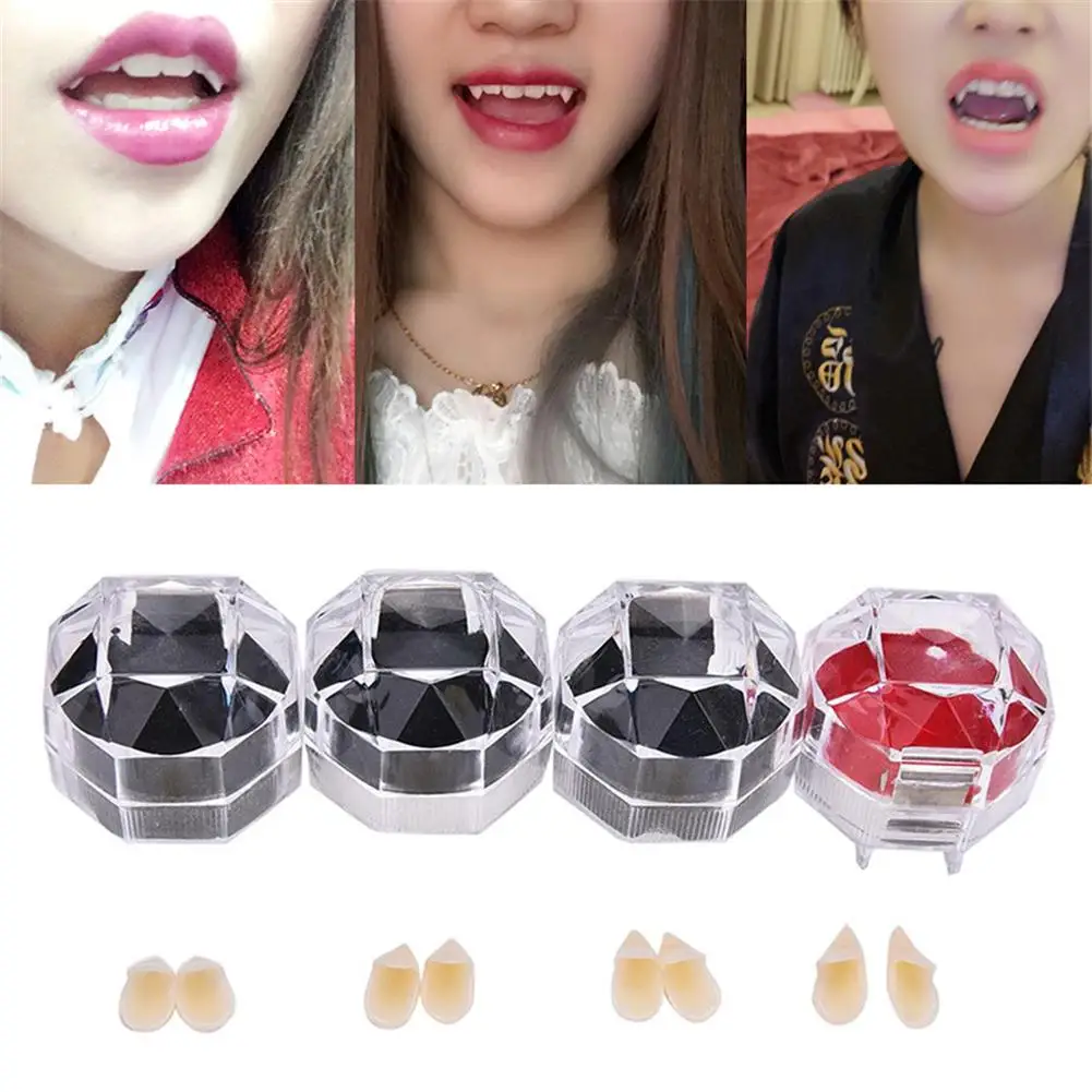 

4 Size Vampire Teeth Fangs Dentures Props Halloween Costume Props Party Favors Holiday DIY Decorations Horror Adult Kid Supplies