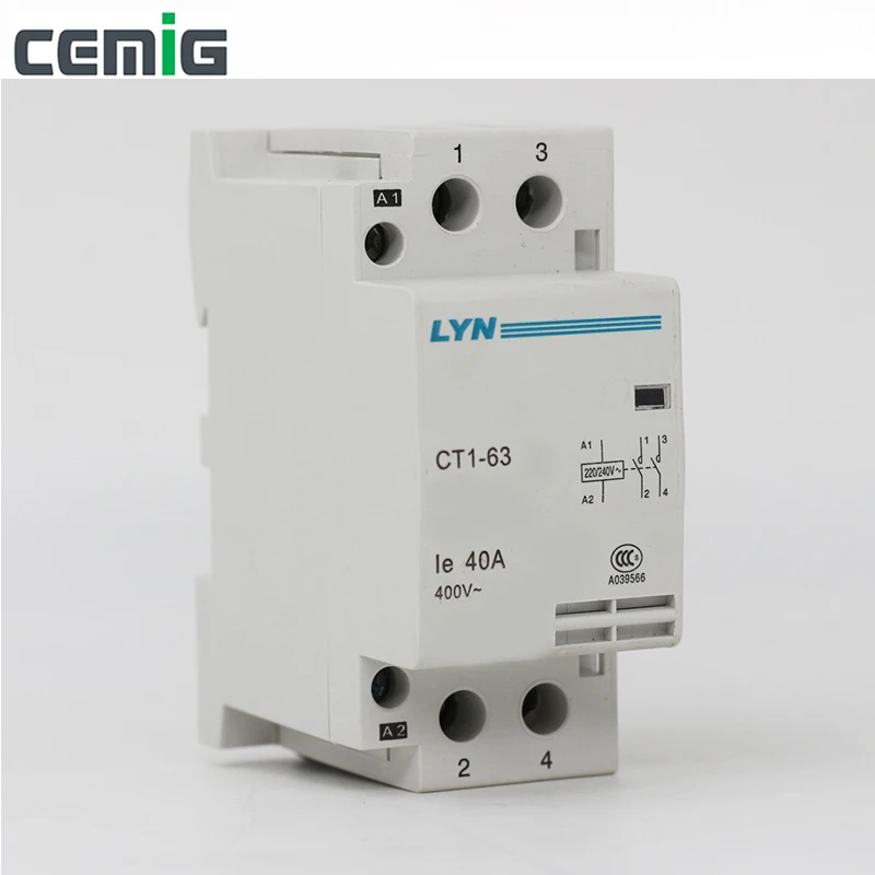 

Cemig Household AC Modular Contactor CT1-63 2P 63A 2NO 50/60Hz 220/240V