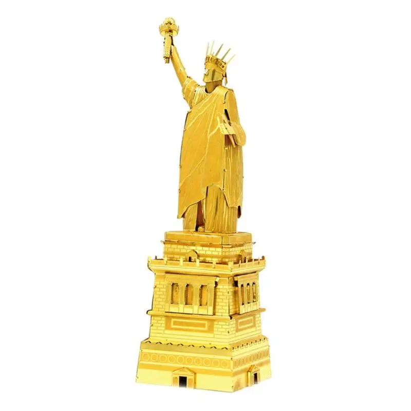 3D металлическая головоломка Статуя Модель свободы DIY лазерная резка сборка головоломка Строительная модель Обучающие Монтессори детские игрушки «сделай сам» - Цвет: Золотой