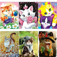 

5D DIY Diamond Cartoon Kitten Round Rhinestone Mosaic Diamond Embroidery Cross-stitch Kitty Home Decoration