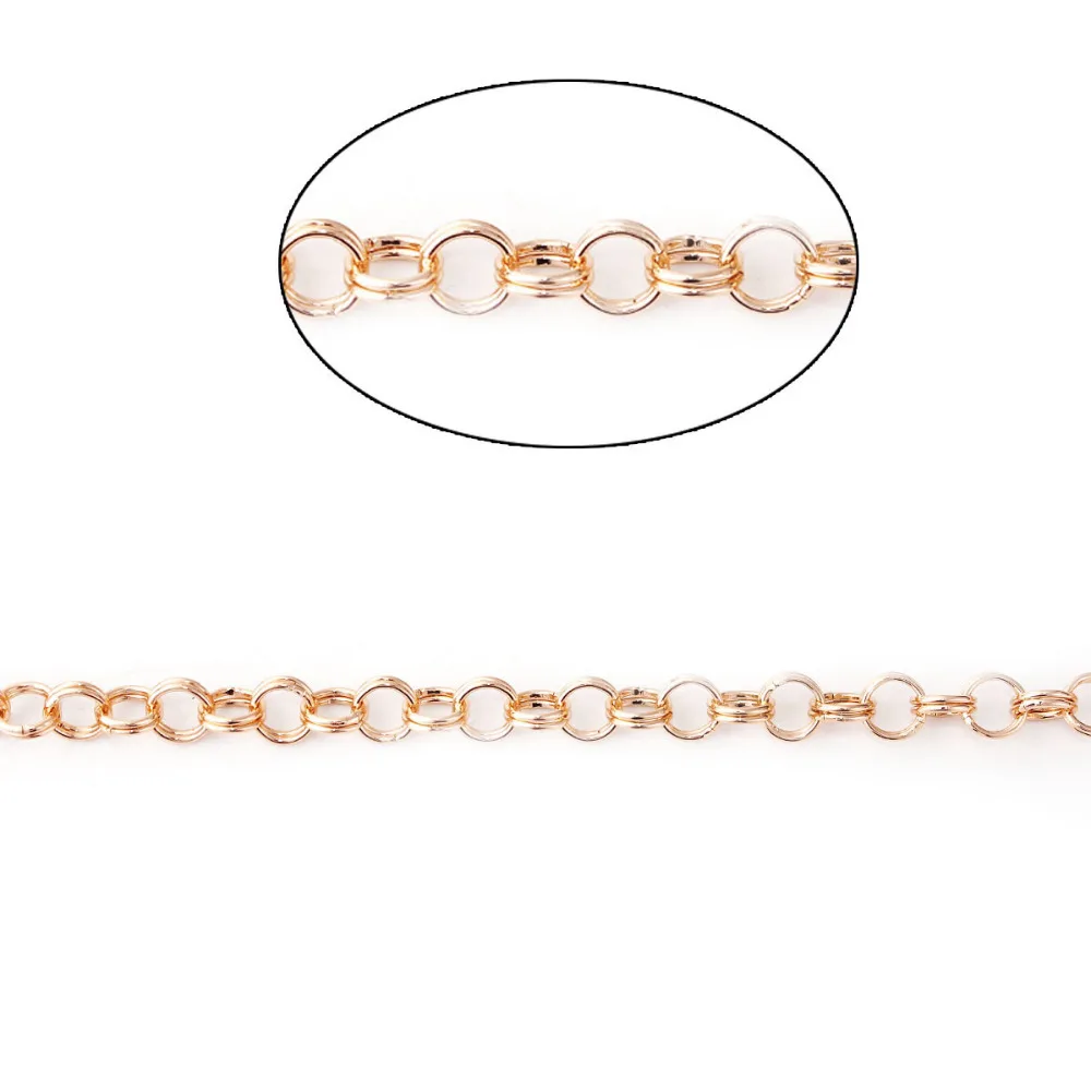 

DoreenBeads Aluminum Light Golden Silver Color Split Rolo Chain Findings DIY Jewelry Making Components 6mm( 2/8"), 3 M