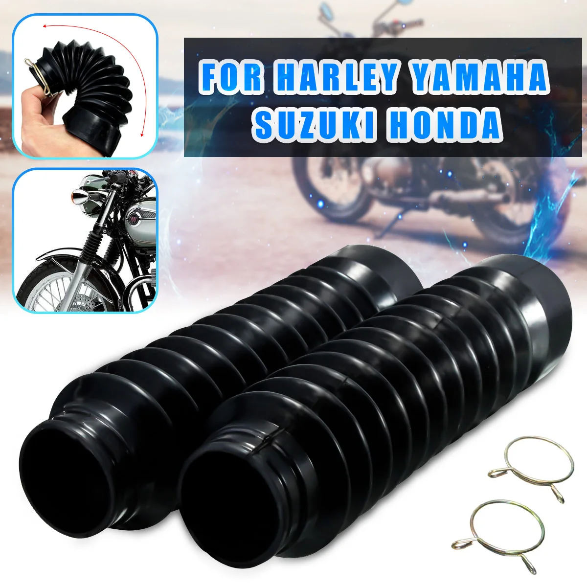 

Universal 2Pcs Motorcycle Front Fork Cover Gaiters Gators Boot Shock Protector Dust Guard for Off Road Pit Dirt Bike Motocross B