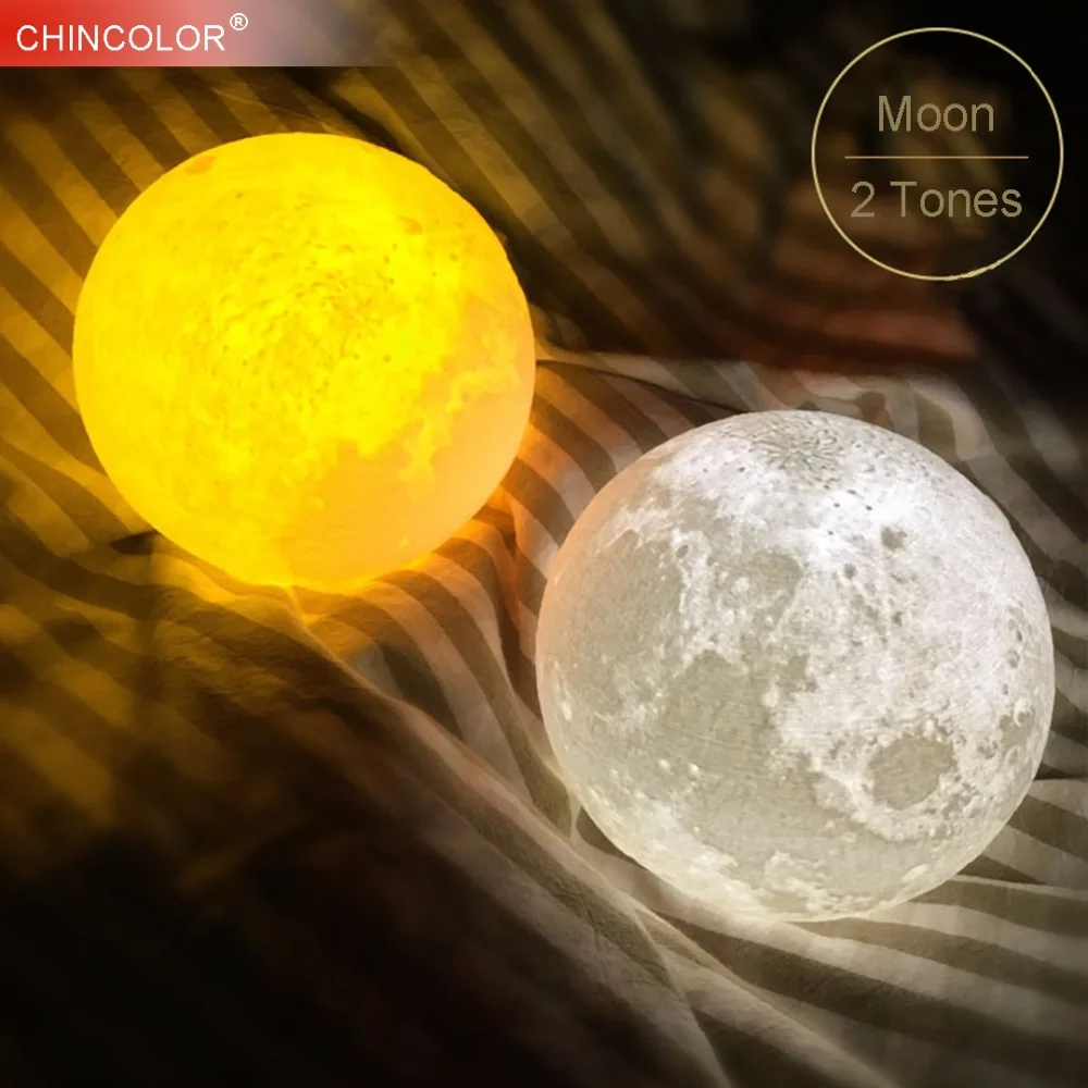 Светодиодная лампа ночник 3D Moon Lunar Baby USB Перезаряжаемый сенсорный переключатель