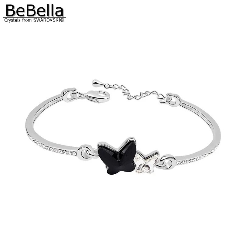 

BeBella black butterfly charm bracelet with crystals from Swarovski original fashion jewelry for women girl wedding gift 2018