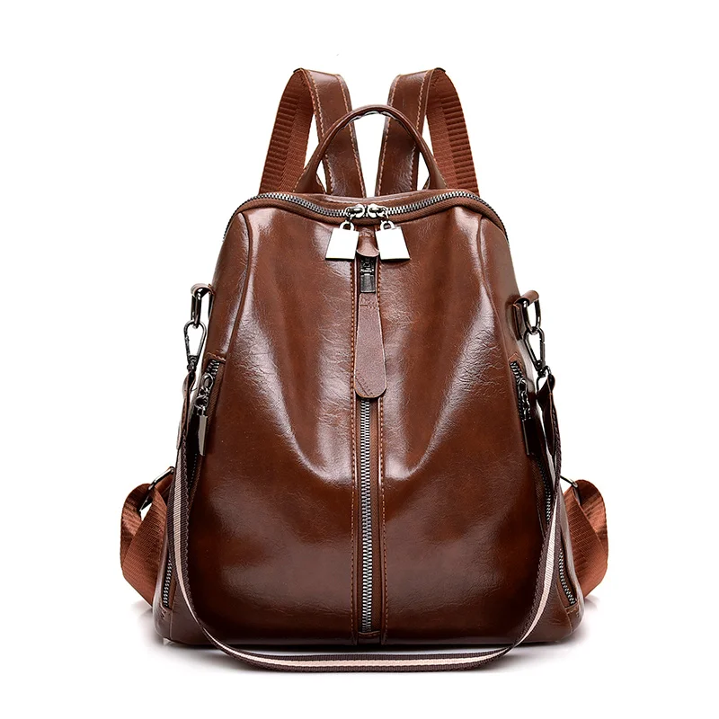 Женский винтажный рюкзак 3 в 1, женский рюкзак с несколькими карманами из искусственной кожи, женские сумки через плечо, модная школьная сумка для девочек - Цвет: Brown