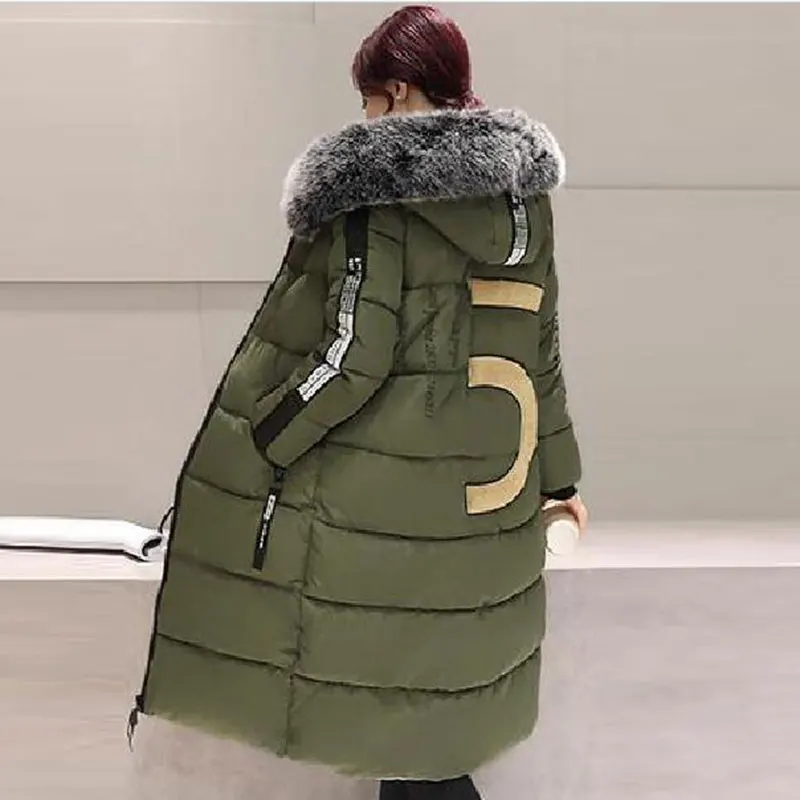D'hiver Parka Femmes De Épais Noir Green Taille Capuchon Grand Survêtement army Fourrure Manteau Col À Rembourré 6xl Chaud Mode La Veste Coton gris Long Plus eWdxoQrECB