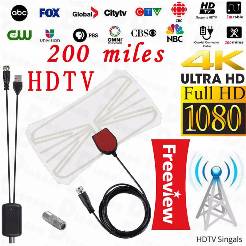 Цифровая антенна ТВ HD tv 200 MILES длинный диапазон HQ HD tv наружная антенна Freeview HD