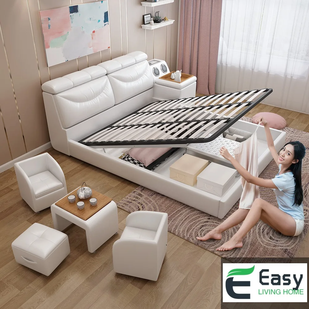 Easyliving домашняя многофункциональная кровать из натуральной кожи с детской