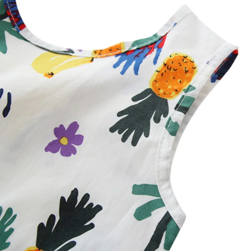 Платье для девочек, летнее милое детское платье без рукавов с рисунком, Vestidos, детская одежда, M2