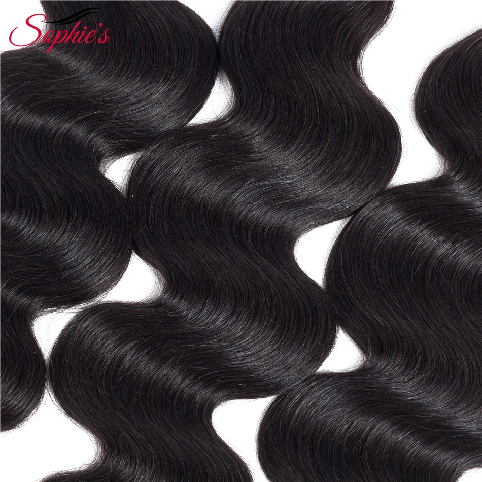 sophie's Hair Malaysian 3 Bundles Non-Remy Hair Extensions Body Wave 100% Human Weaves Natural Color