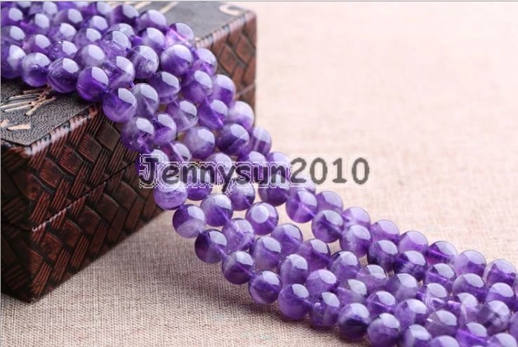 

Grade AAA Natural Lavender A-methyst Gems Stone Round Beads 15.5'' 4mm 6mm 8mm Strand for Jewelry Making Crafts 5 Strands/Pack
