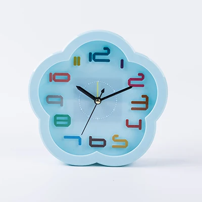 Мультфильм немой будильник детей wake up bell творчество простой часы Белл Будильник Прекрасный Цветок timestamp часы - Цвет: Синий