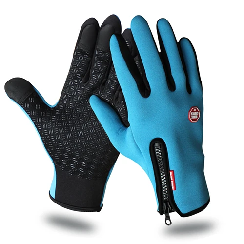Зимние перчатки для занятий спортом на открытом воздухе с сенсорным экраном, велосипедные перчатки, перчатки для езды на велосипеде, мотоциклетная перчатка MTB, мужские и женские перчатки для велоспорта - Цвет: SkyBlue