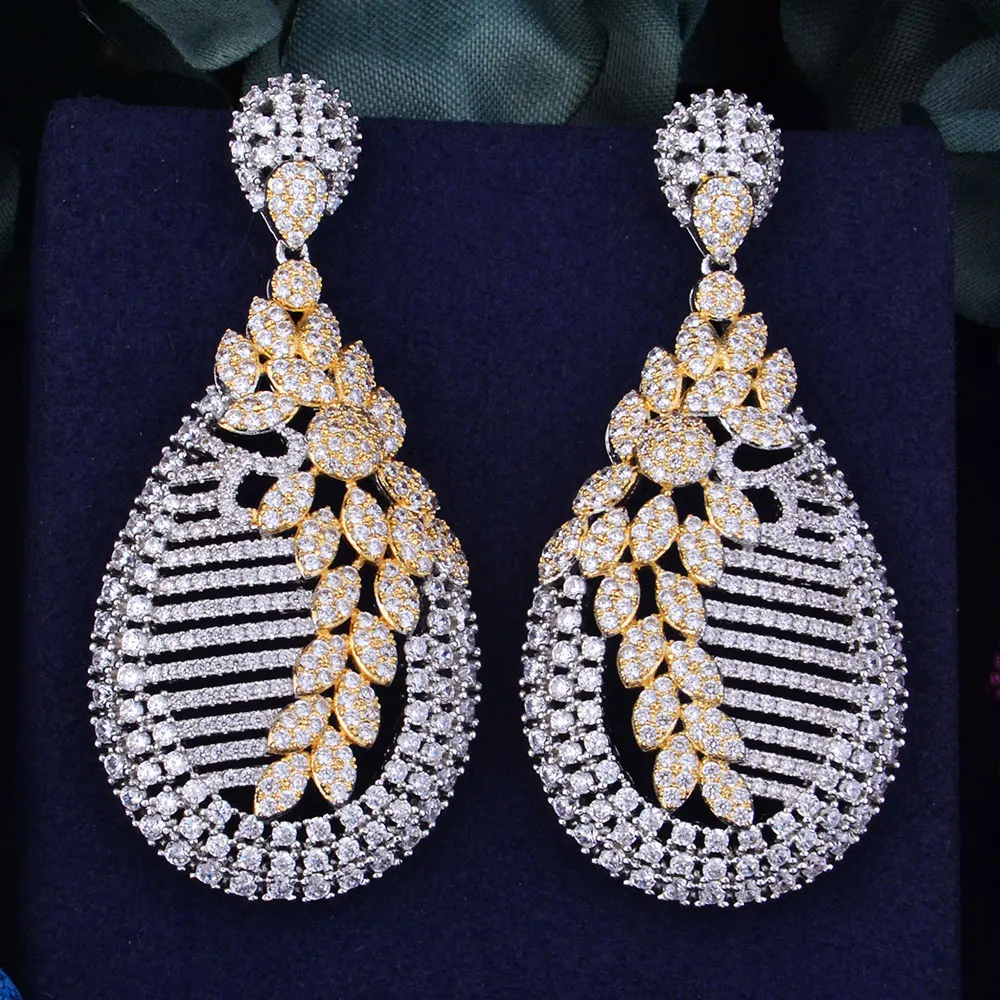 Женские серьги GODKI 63 мм модные в виде цветов с фианитом|earrings fashion|women fashion earringsweddings