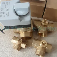 AC220V DN15(G1/") до DN32(G1-1/4") 3 way 3 провода латунный моторизованный шаровой клапан/Электродвигатель с ручным переключателем