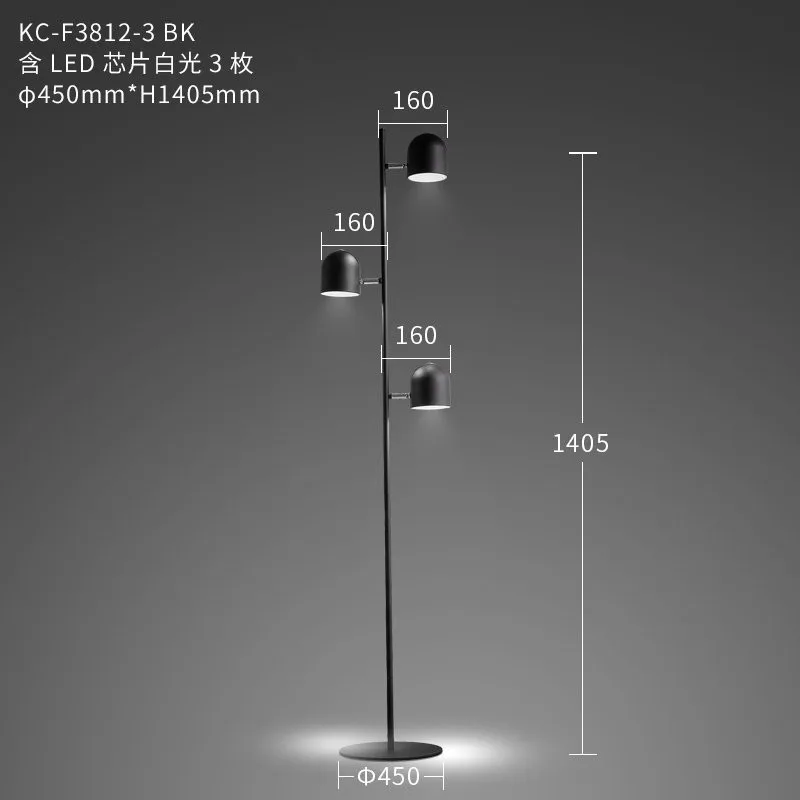 Modern Iron Floor Lamp Creative Led Floor Lights Nordic Living Room Bedroom Bedside Vertical Standing Lamp Home Decor Luminaria - Цвет абажура: black 3 heads